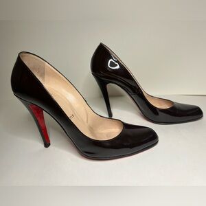 Christian Louboutin Dark Brown Patent Ron Ron 100 Heels Size 38.5